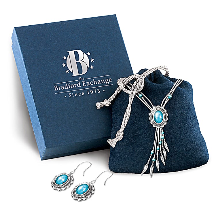 Womens Southwest-Inspired Liquid Silver Turquoise Necklace