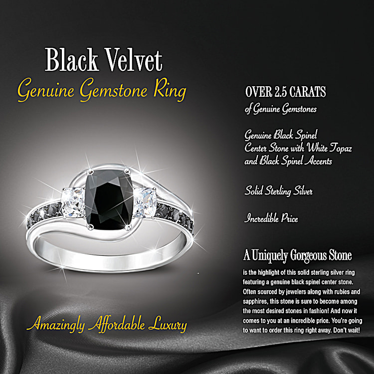 Black Velvet Womens Black Spinel Gemstone Ring Black Velvet Womens Black Spinel Gemstone Ring