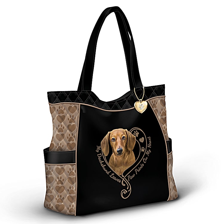 Creative Expressions Paw Prints On My Heart Dog Womens Quilted Tote Bag