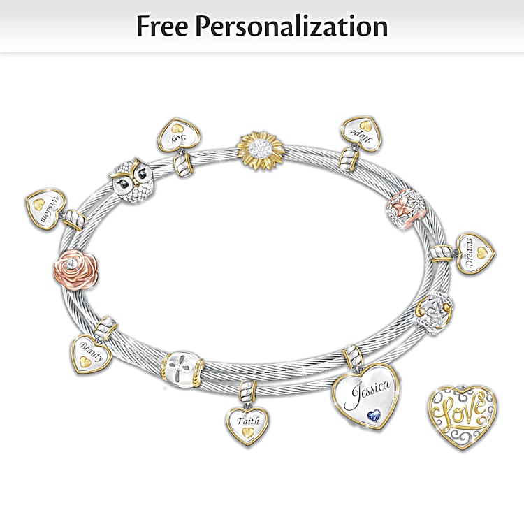 Wishes For My Daughter Personalized Birthstone Charm Bracelet