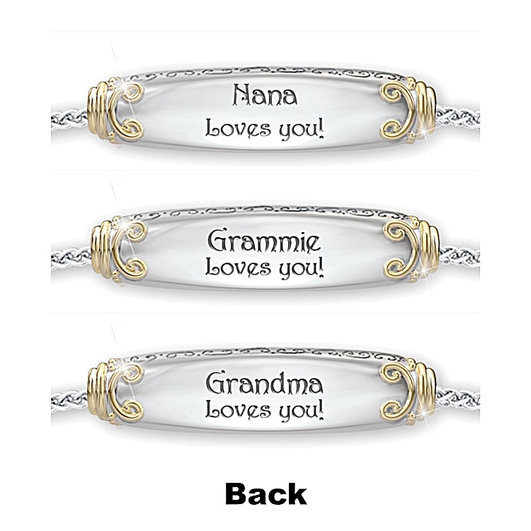Dear Sweet Granddaughter Personalized Sterling Silver Plated Bolo Bracelet
