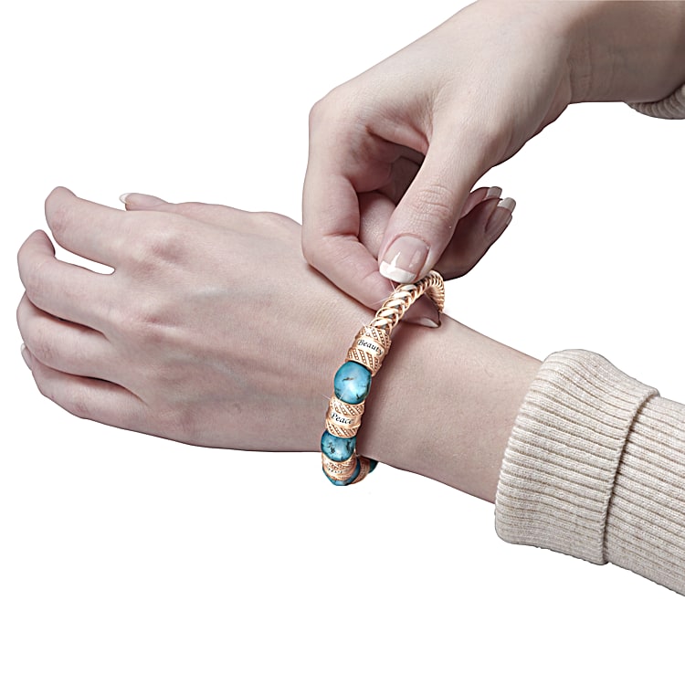 Healing Copper Turquoise 18-Carat Rose Gold-Plated Ladies' Bracelet:  'Strength Of Nature' Turquoise & Copper Healing Cuff Bracelet