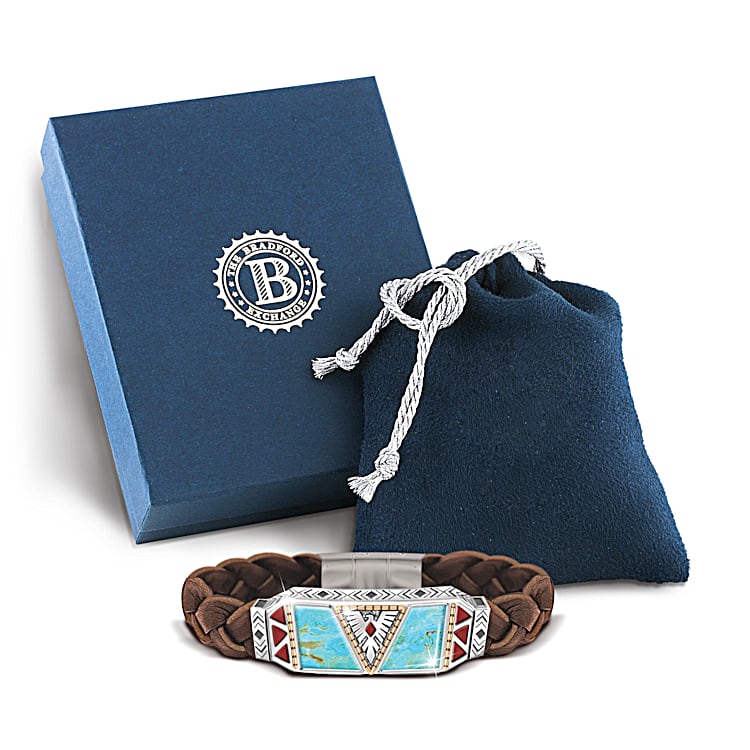 Native Spirit Mens Turquoise Bracelet Featuring Sculpted