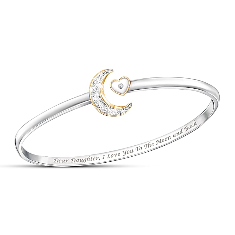 I Love You to the Moon and Back Moon Star Necklace with Genuine Diamond Accent I Love You to the Moon and Back Moon Star Necklace with Genuine Diamond Accent