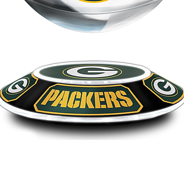 Green Bay Packers NFL Levitating Lamp Adorned With Team Logo And Colors  Featuring A Shade That Hovers And Rotates In Mid-Air