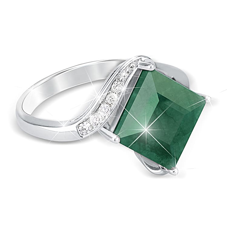 最安値に挑戦！ Featuring Ring Silver Sterling An Stone Center Emerald 12号～