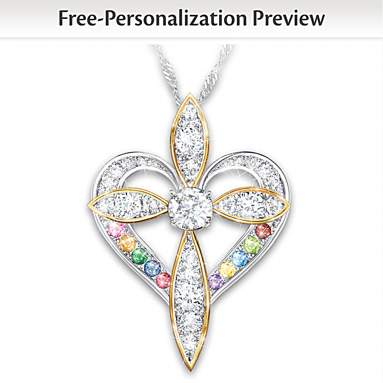 Mothers A Gift From God Womens Religious Personalized Birthstone Pendant Necklace