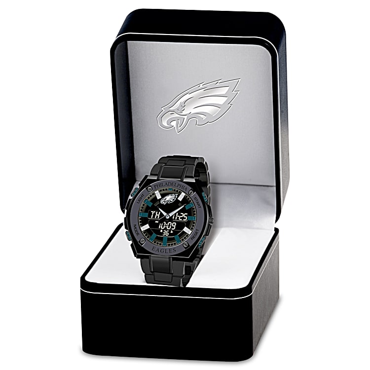 Its Philadelphia Eagles Time! Mens NFL Stainless Steel Ani-Digi Watch