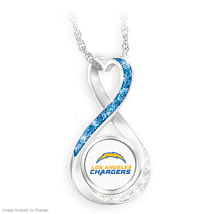 Los Angeles Chargers Forever Womens NFL Infinity Shaped Pendant Necklace With Crystals