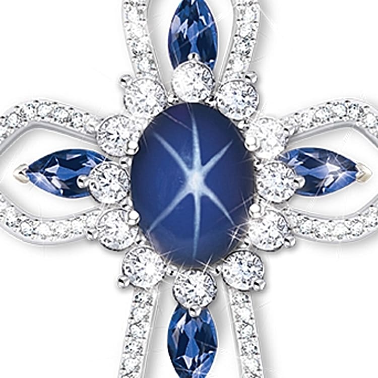 Light Of Grace Womens Created Blue Sapphire & Genuine White