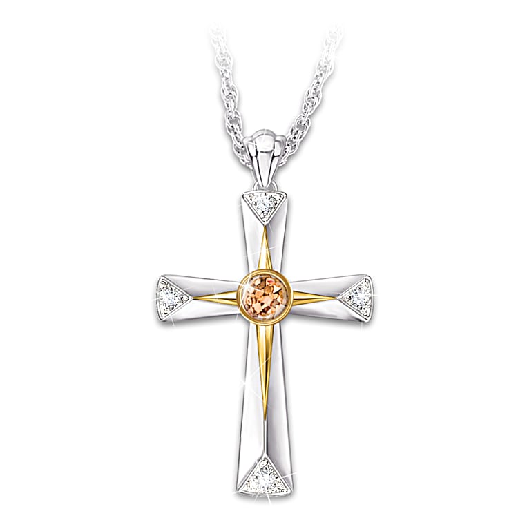 Gold necklace with religious pendant outlet