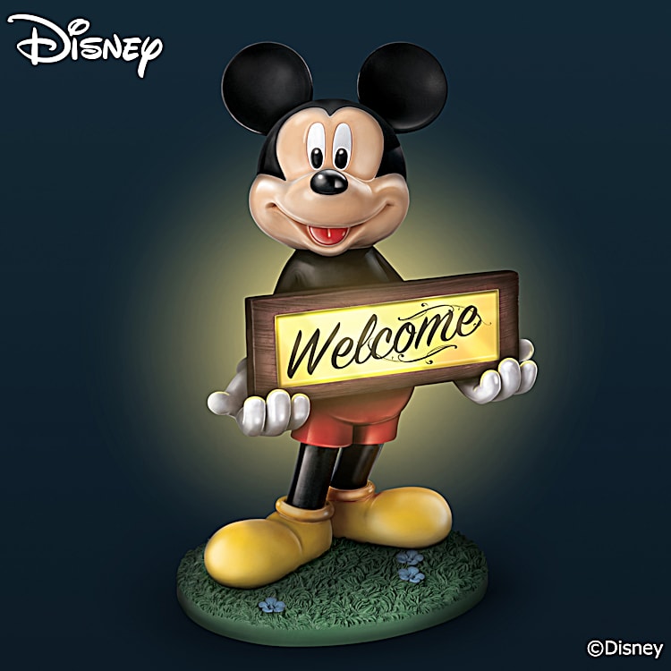 Disney Mickey Mouse Solar Lit Welcome Sign With Built In Light Sensing Solar Panel