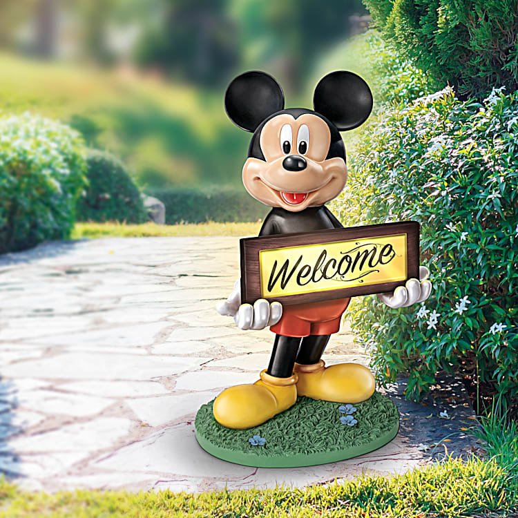Disney Mickey Mouse Solar Lit Welcome Sign With Built-In Light-Sensing  Solar Panel
