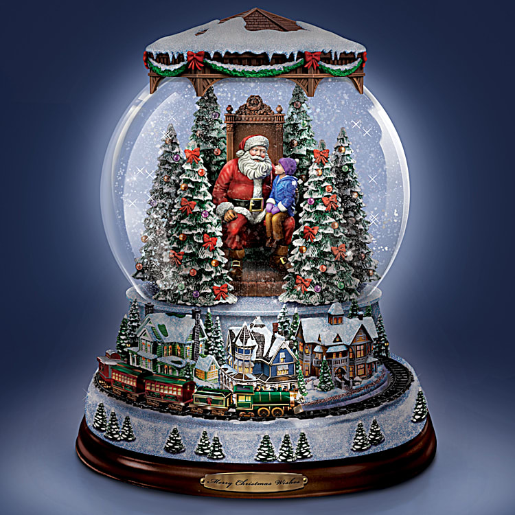 The Bradford Exchange Journey Home For The Holidays Music and Motion Lights Snowglobe Thomas Kinkade 