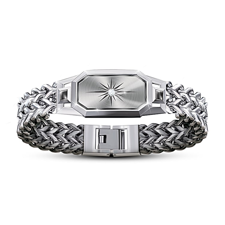 Dream Big My Son Mens Flex Chain Bracelet With Etched Star Set