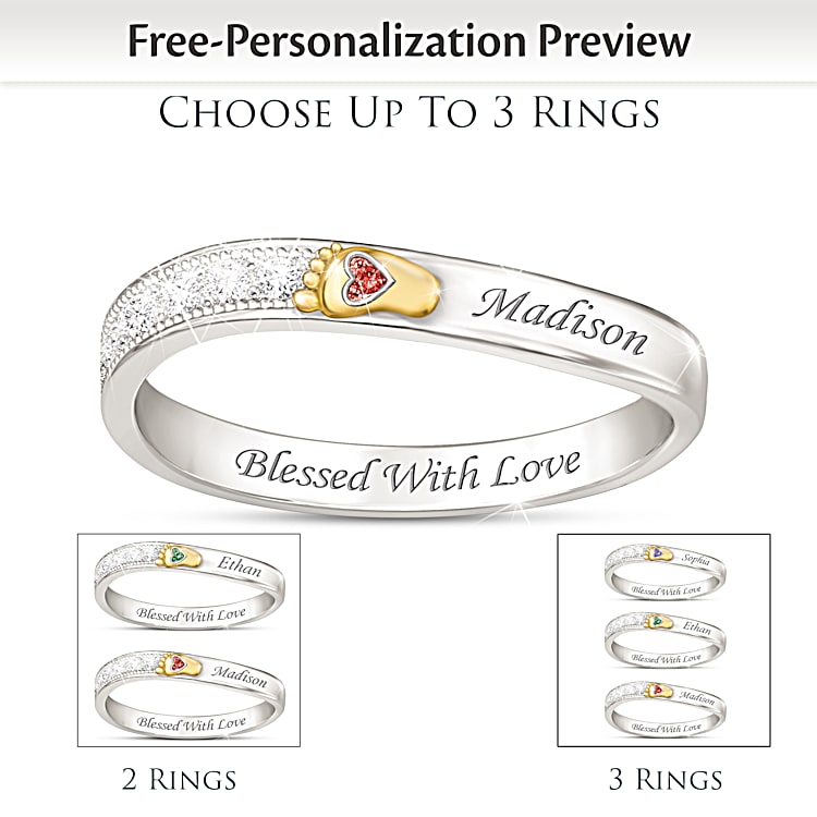 Ring with child's name and birthstone discount