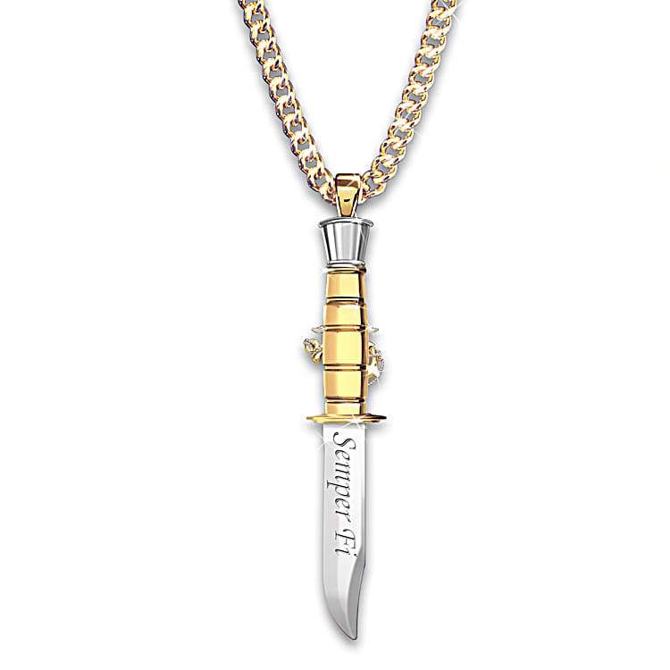USMC Semper Fi Knife Pendant Necklace