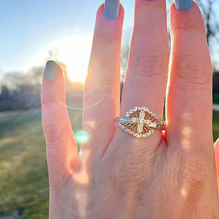 Light Of Faith Womens Religious White Topaz Ring