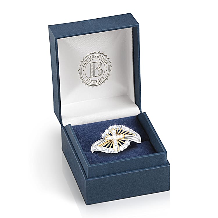 Light Of Faith Womens Religious White Topaz Ring