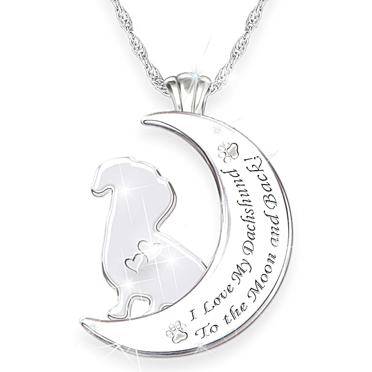 I Love My Dachshund To The Moon And Back Womens Crescent Shaped