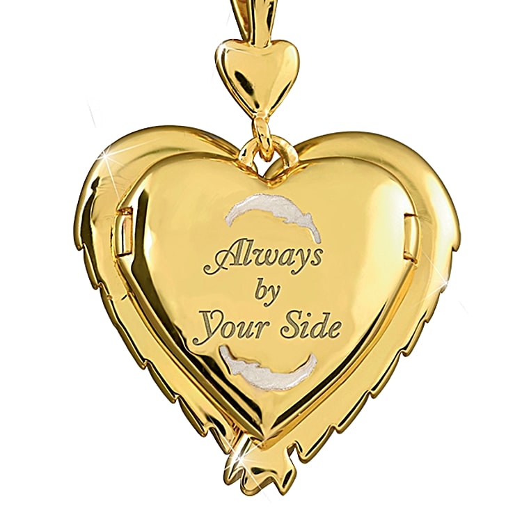 Guardian angel embrace diamond locket