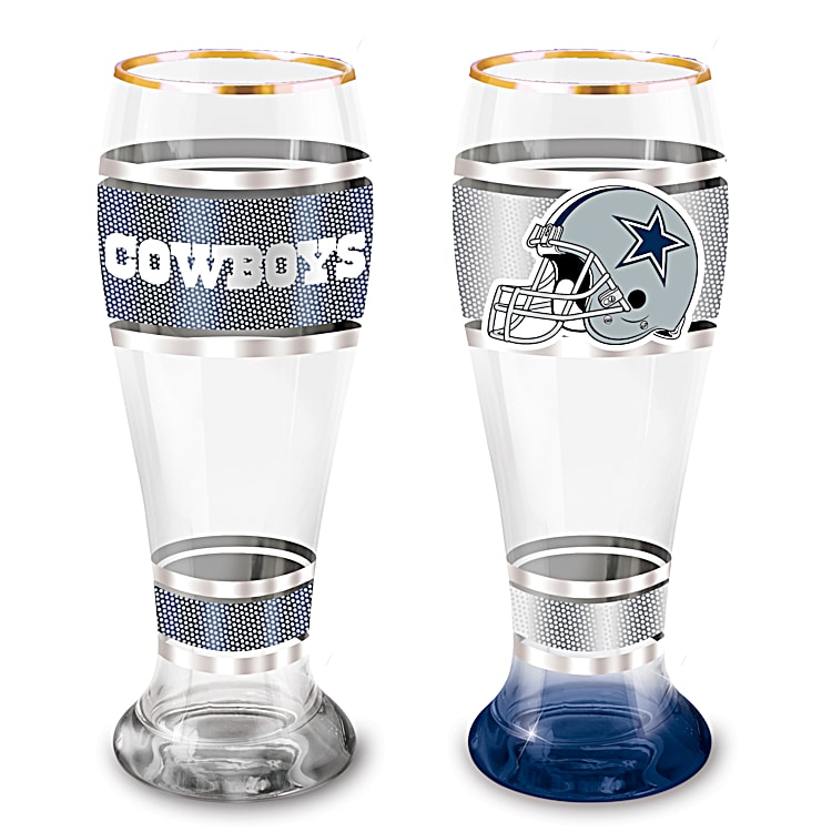 Dallas Cowboys NFL 4 Piece Pilsner Glass Set With 12K Gold Rims