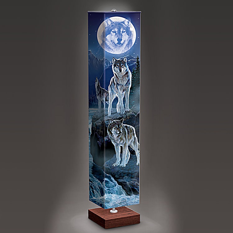 Al Agnew Mystic Moonlight Wolf Art Floor Lamp With Foot