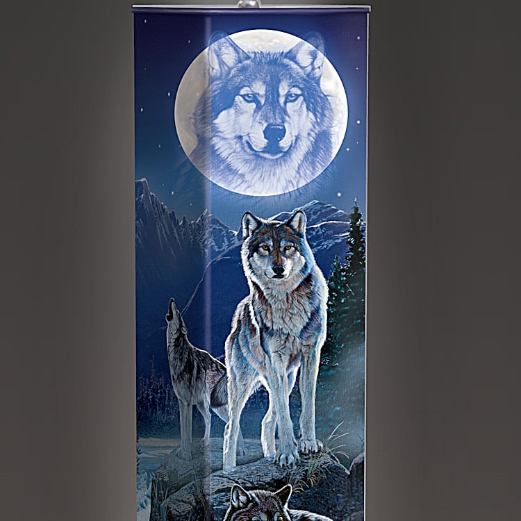 Al Agnew Mystic Moonlight Wolf Art Floor Lamp With Foot