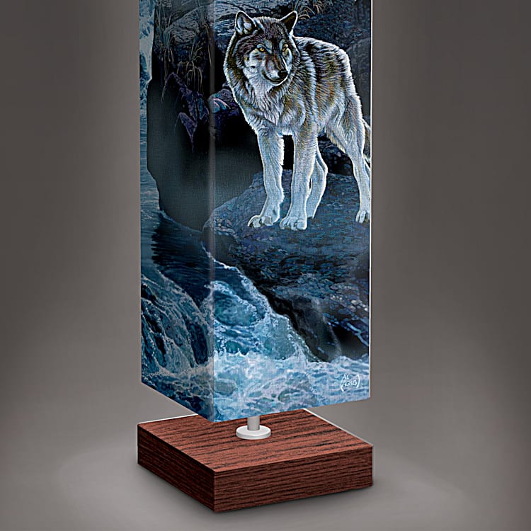 Al Agnew Mystic Moonlight Wolf Art Floor Lamp With Foot Pedal Switch