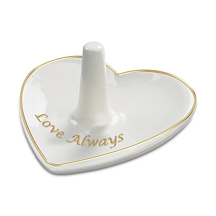 Love Always Porcelain Heart Shaped Ring Holder Featuring A
