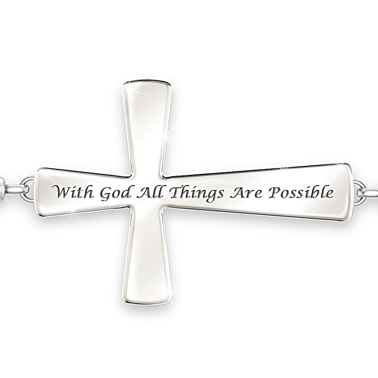 Mens diamond cross on sale bracelet