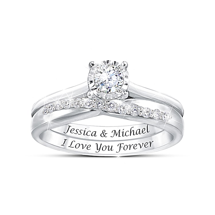 Everlasting Love Personalized Diamond Bridal Ring Set