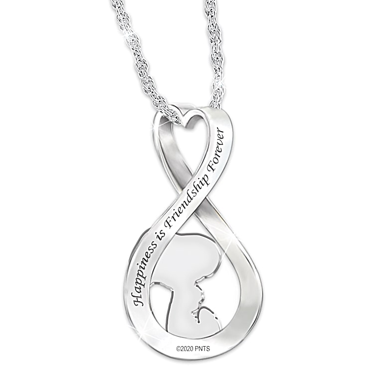 PEANUTS Happiness Is Friendship Womens Infinity Shaped Pendant