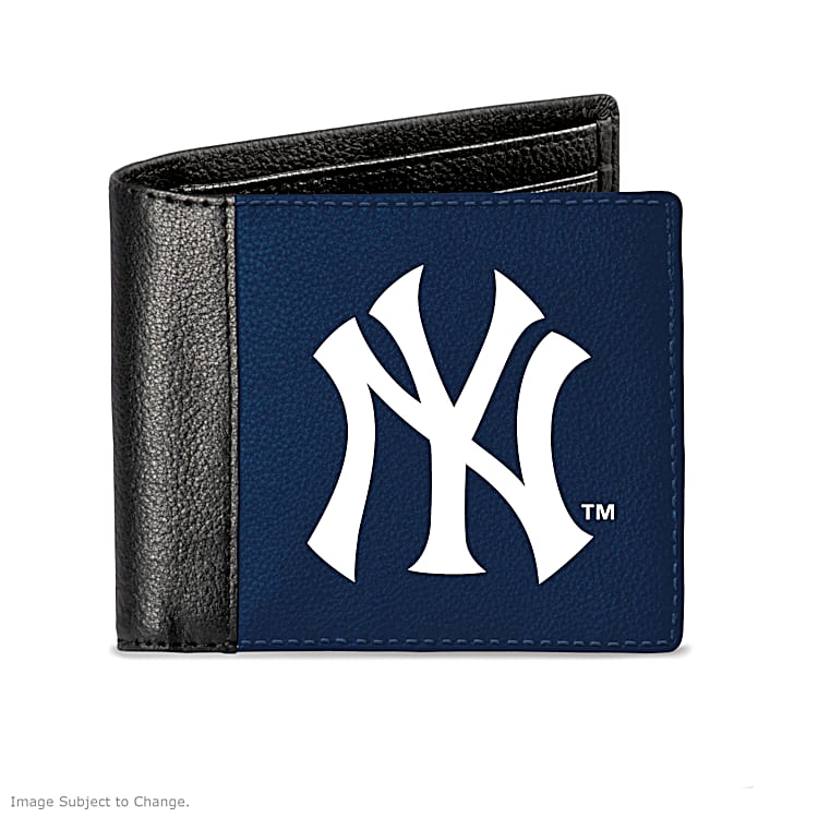 New York Yankees Mens Genuine Leather MLB Wallet Featuring Official Team  Logo u0026 Colors With RFID Blocking Technology