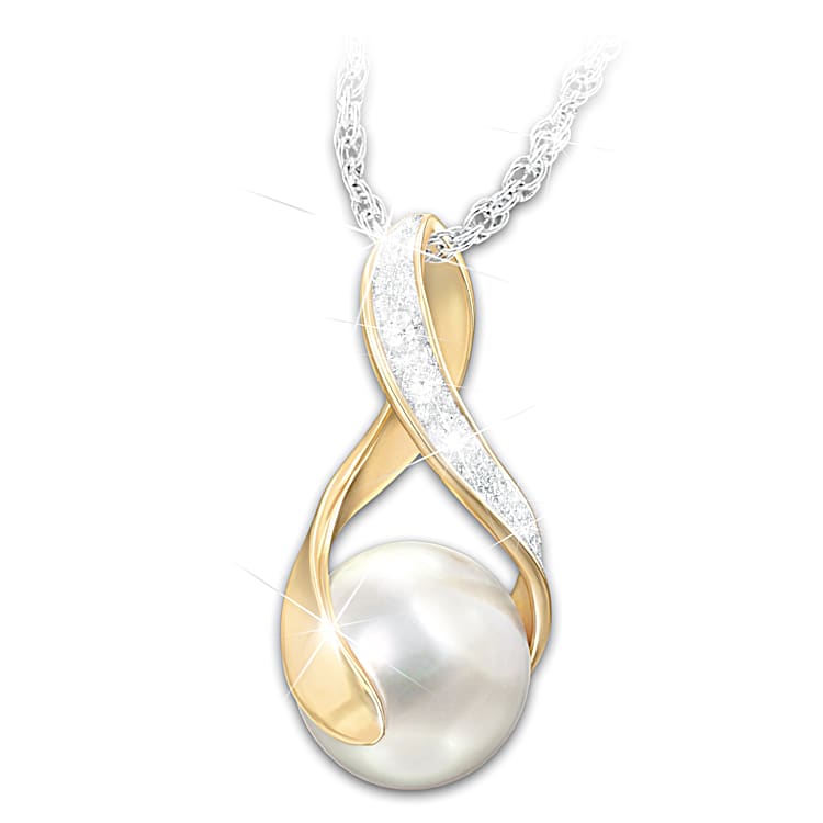 Infinite pearl and diamond necklace sale