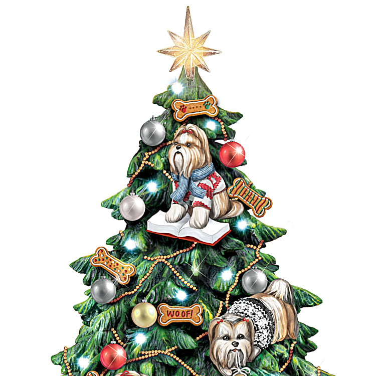 Making Spirits Bright Shih Tzu Illuminated Tabletop