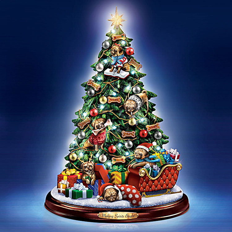 Making Spirits Bright Pug Christmas Tree