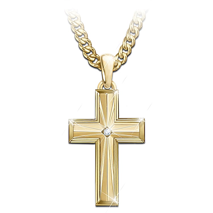 Mens gold cross necklace sale