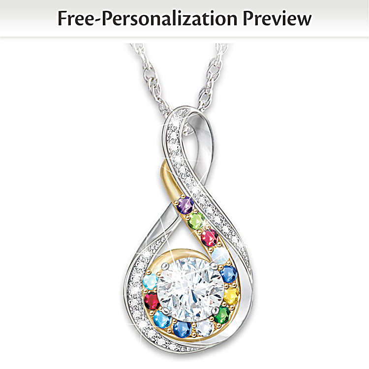 Infinity necklace with two birthstones deals