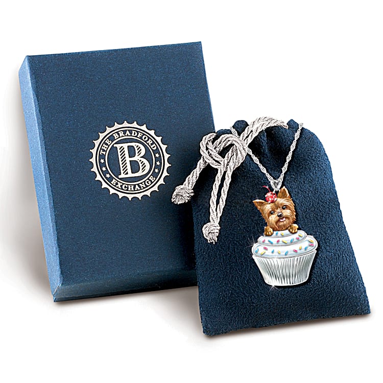 Sweetest Pupcake Womens Yorkie Pendant Necklace Featuring A Fully