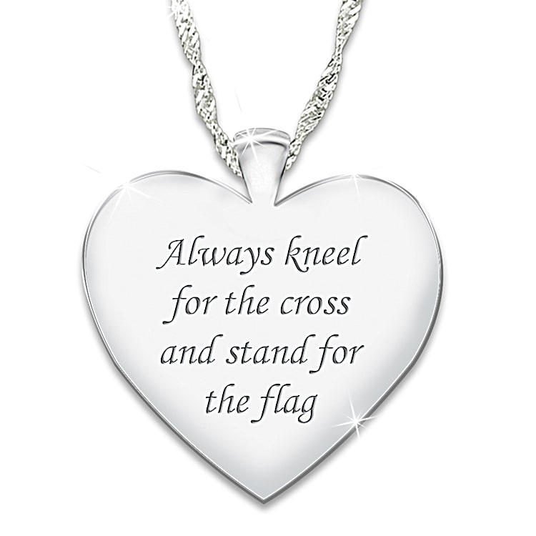 My Country My Faith Womens Patriotic Heart Shaped Pendant