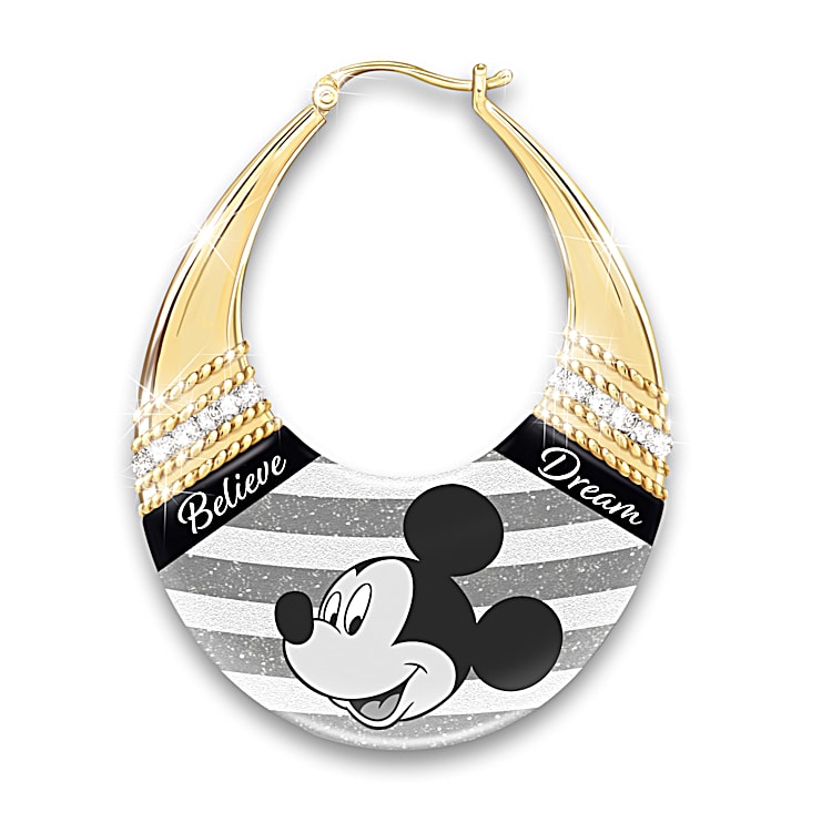 Mickey mouse gold hoop earrings outlet