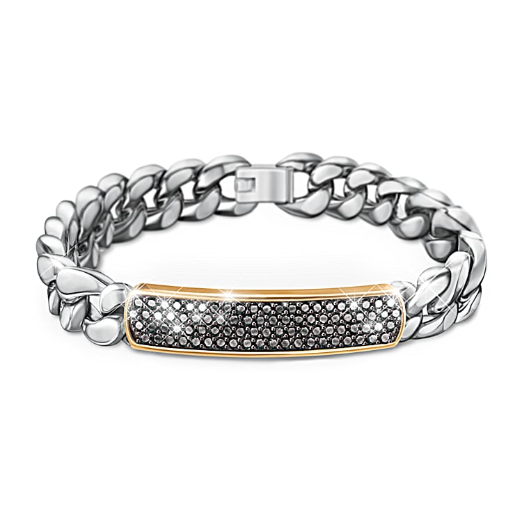 Million Dollar Man Mens Chain Link Bracelet Featuring Over 3 Carats Of  Black Sapphires With 18K Gold-Plated Accents