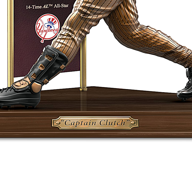 New York Yankees Derek Jeter MLB Sculpture Featuring A Beveled Glass Panel  With A Full-Color