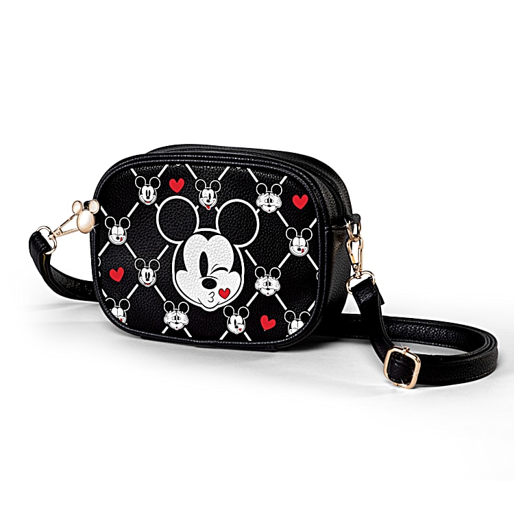 Black leather Mickey fanny pack, Disney character fanny pack