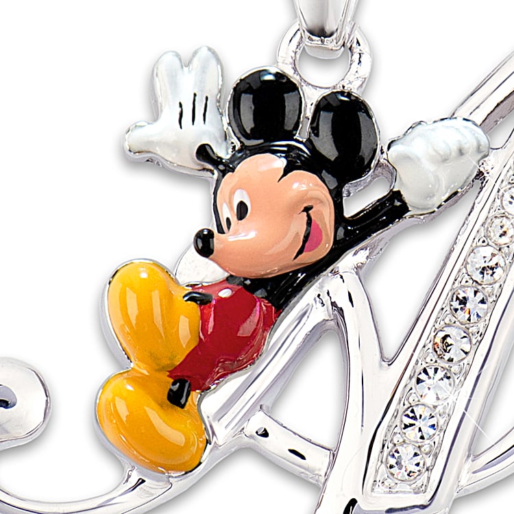 Disney necklace silver initial crystal mickey mouse online