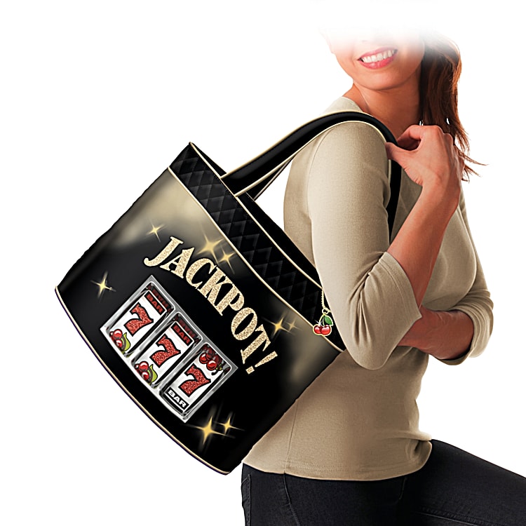 Jackpot! Tote Bag Womens Black Tote Bag Featuring Quilted