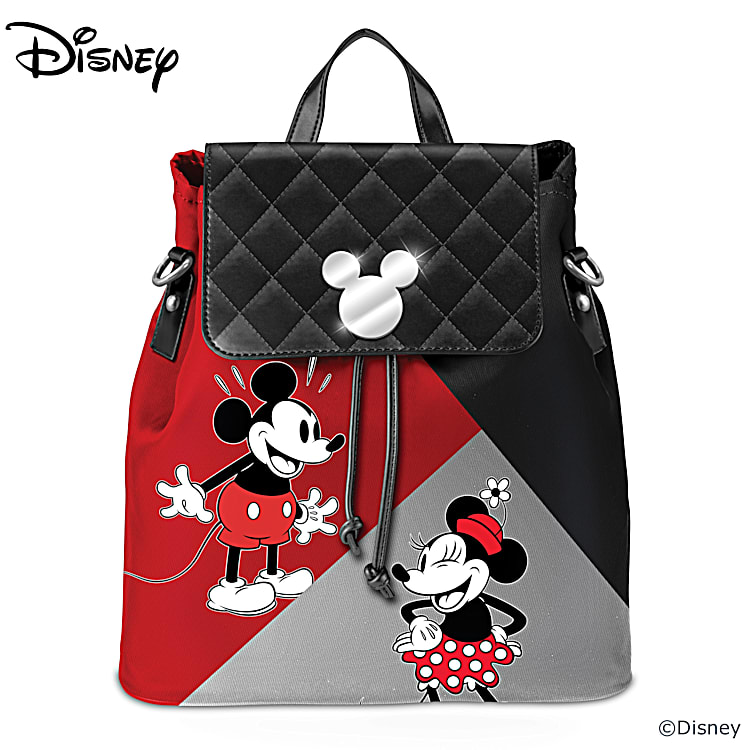 Disney Sweethearts Womens Convertible Backpack That Can Be Worn Several  Ways & Features Mickey Mouse & Minnie Mouse Artwork