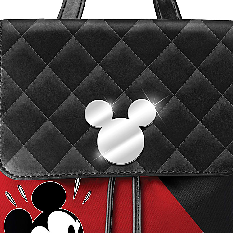 Disney Mickey & Minnie Mouse Women's Faux Leather Black White 11.5