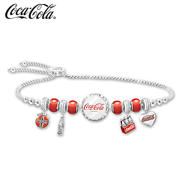 COCA COLA Bracelet Classic Refreshment Bolo Style Charm Bracelet